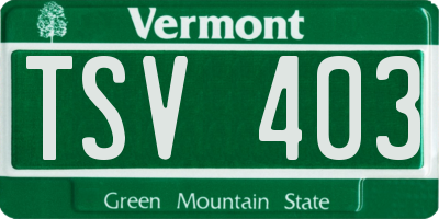 VT license plate TSV403