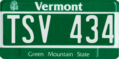 VT license plate TSV434