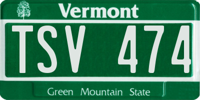 VT license plate TSV474