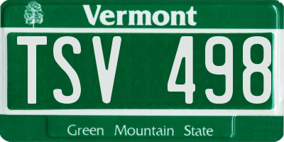 VT license plate TSV498