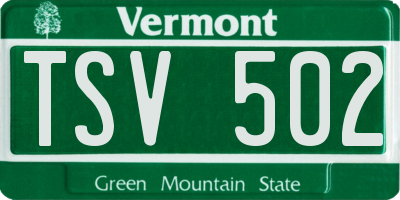VT license plate TSV502