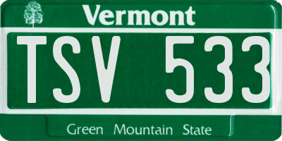 VT license plate TSV533