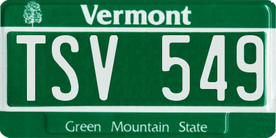 VT license plate TSV549