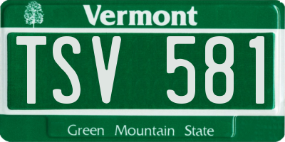 VT license plate TSV581