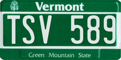 VT license plate TSV589