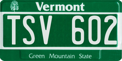 VT license plate TSV602