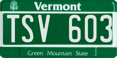 VT license plate TSV603