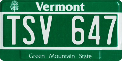 VT license plate TSV647