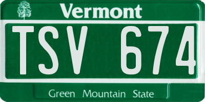 VT license plate TSV674