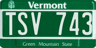 VT license plate TSV743