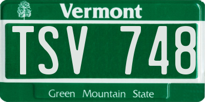 VT license plate TSV748