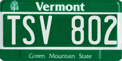 VT license plate TSV802