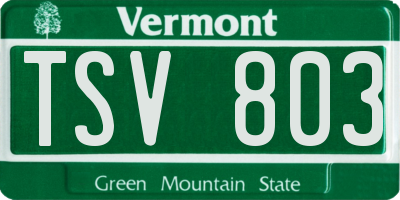 VT license plate TSV803