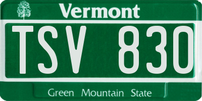VT license plate TSV830