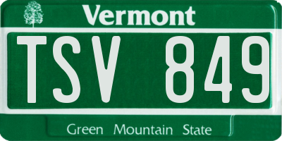VT license plate TSV849