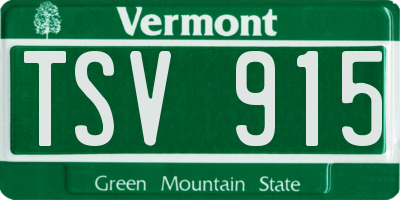 VT license plate TSV915