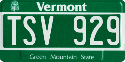 VT license plate TSV929