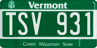 VT license plate TSV931