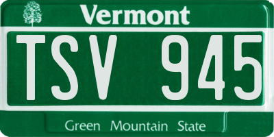 VT license plate TSV945