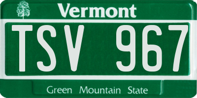VT license plate TSV967
