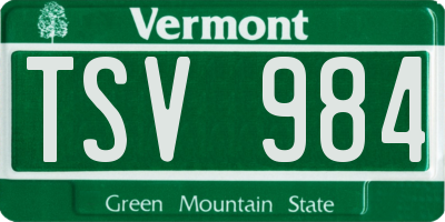 VT license plate TSV984