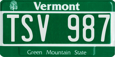 VT license plate TSV987