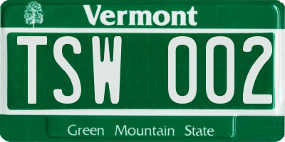 VT license plate TSW002