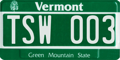 VT license plate TSW003