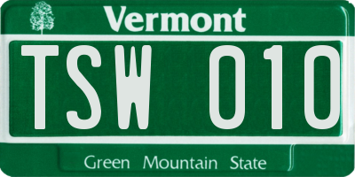 VT license plate TSW010
