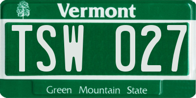 VT license plate TSW027