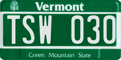 VT license plate TSW030