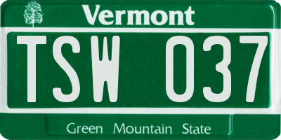 VT license plate TSW037