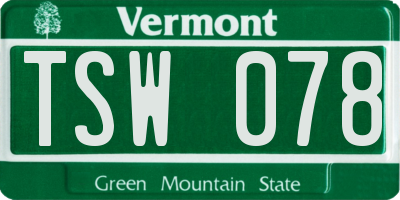 VT license plate TSW078