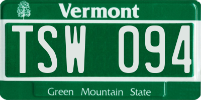 VT license plate TSW094