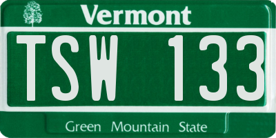 VT license plate TSW133