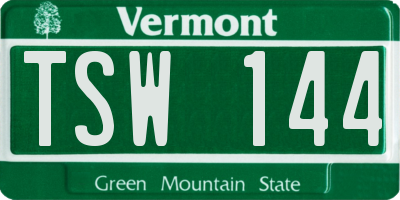 VT license plate TSW144