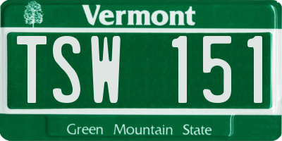 VT license plate TSW151