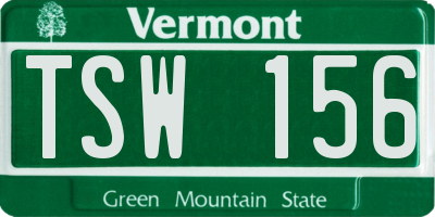 VT license plate TSW156