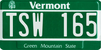 VT license plate TSW165