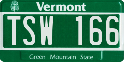 VT license plate TSW166