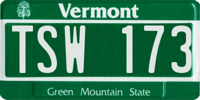 VT license plate TSW173