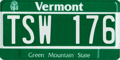 VT license plate TSW176