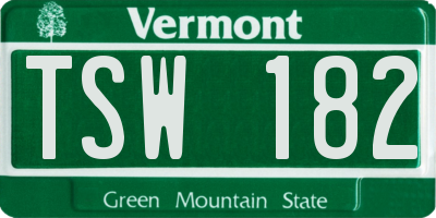 VT license plate TSW182