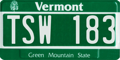 VT license plate TSW183