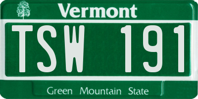 VT license plate TSW191