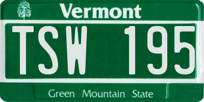 VT license plate TSW195