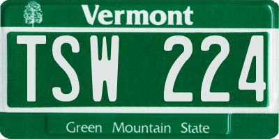VT license plate TSW224