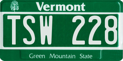 VT license plate TSW228