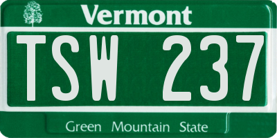 VT license plate TSW237