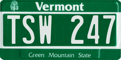 VT license plate TSW247